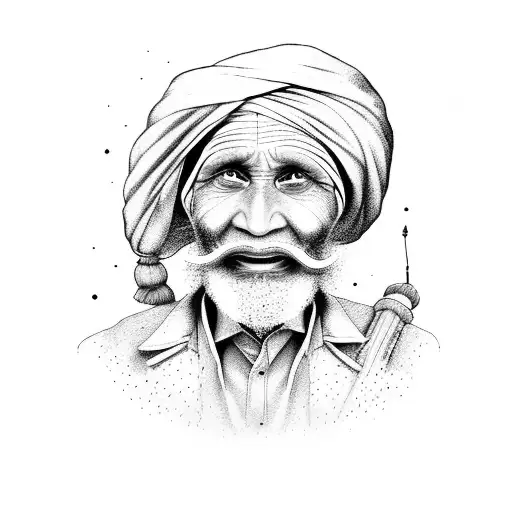 old turban man riding a scooter tattoo design idea