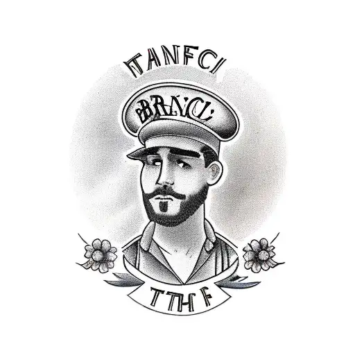 mechanic wrench with the name braham on the handel surrounded by flowers tattoo design idea