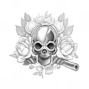 wrench with the name braham on the handel surrounded by flowers tattoo design idea