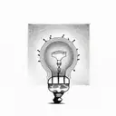 detailed lightbulb with lit candle inside tattoo design idea