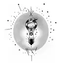 broken lightbulb with candle inside tattoo design idea