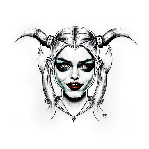 harley quinn as an elf tattoo design idea