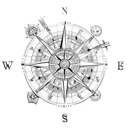 Design: A compass rose with a unique twist. The compass rose can be designed with intricate details, such as a combinati tattoo design idea