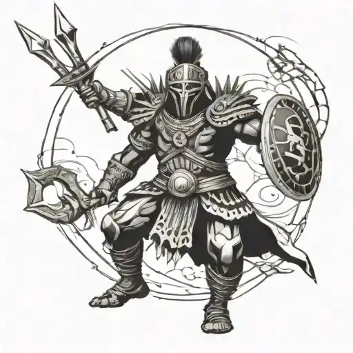 Zulu warrior battling tattoo design idea