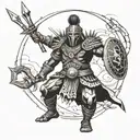 Zulu warrior battling tattoo design idea