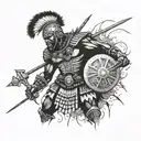 Zulu warrior battling tattoo design idea