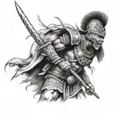 Zulu warrior battling tattoo design idea
