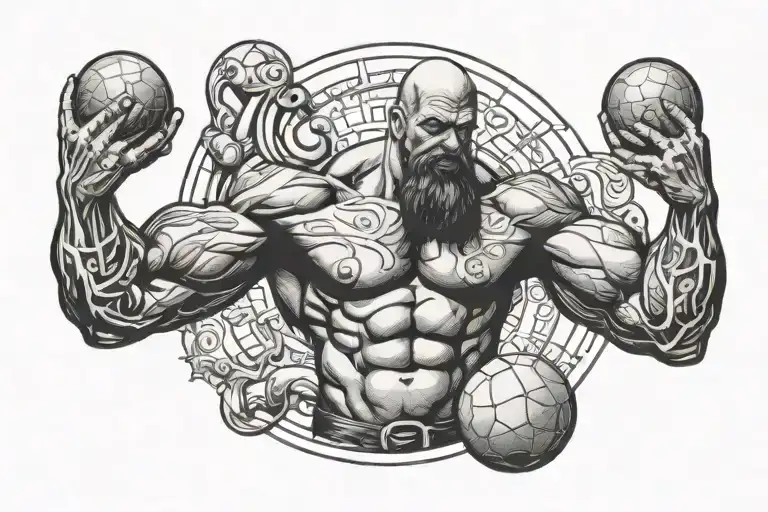 strongman holding atlas stone tattoo design idea