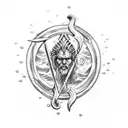 Poseidon with trident and waves  tattoo design idea