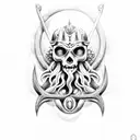 Poseidon with trident and waves  tattoo design idea