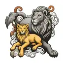 lion and lamb tattoo design idea