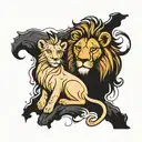 lion and lamb tattoo design idea