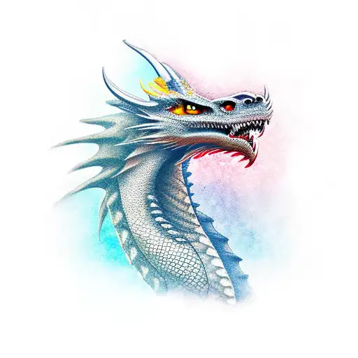Dragon head with wing tattoo design idea
