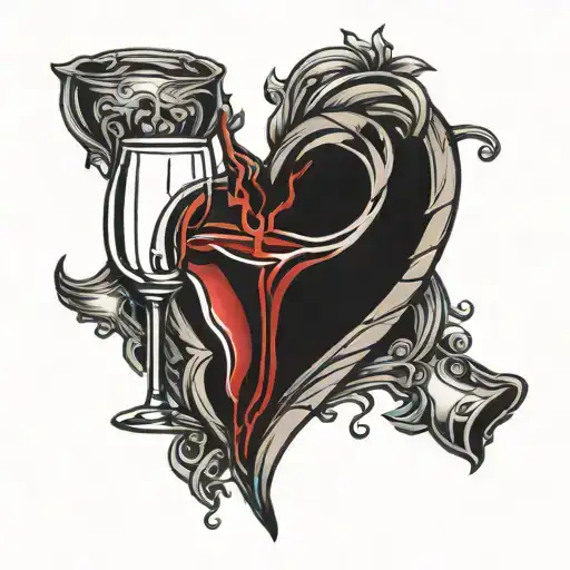 Heart Wine Glass Broken heart tattoo design idea