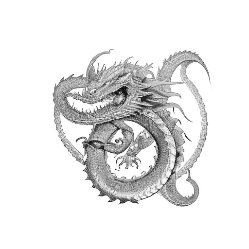 Ouroboros, infinity, life, death, rebirth, dragon eating it's tail tattoo design idea