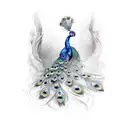 peacock upper arm tattoo design idea