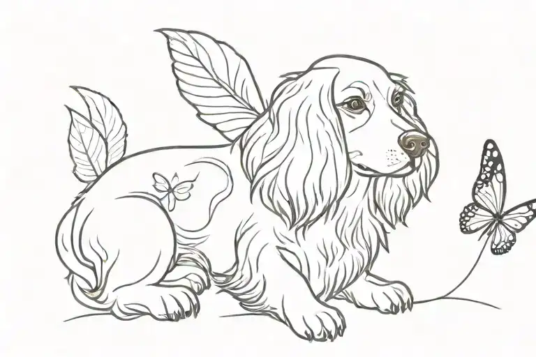 spaniel dog with butterfly wings tattoo design idea