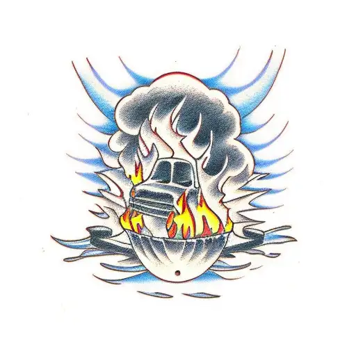 tailgate music bonfire tattoo design idea