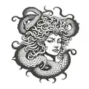 front face of medusa with chinese dragon on her head instead of snakes tattoo design idea