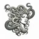 front face of medusa with chinese dragon on her head instead of snakes tattoo design idea