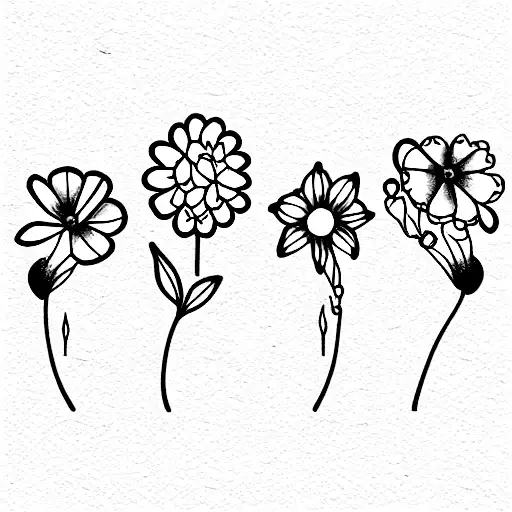 birth flowers April March and February  tattoo design idea