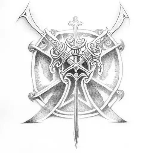 a sword that's a gothic style cross  tattoo design idea