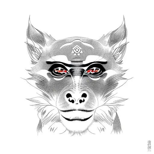 Japanese dog monkey ox rat tiger tattoo design idea