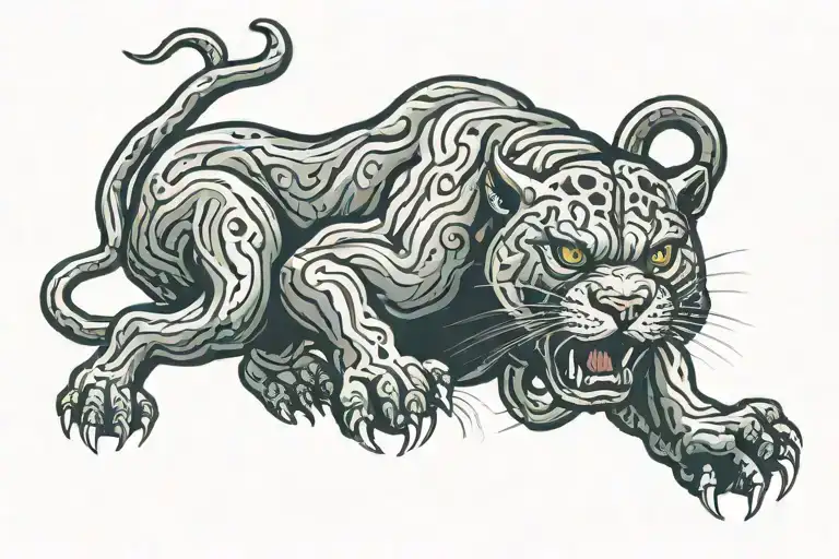 prowling panther that says "hellcats" tattoo design idea