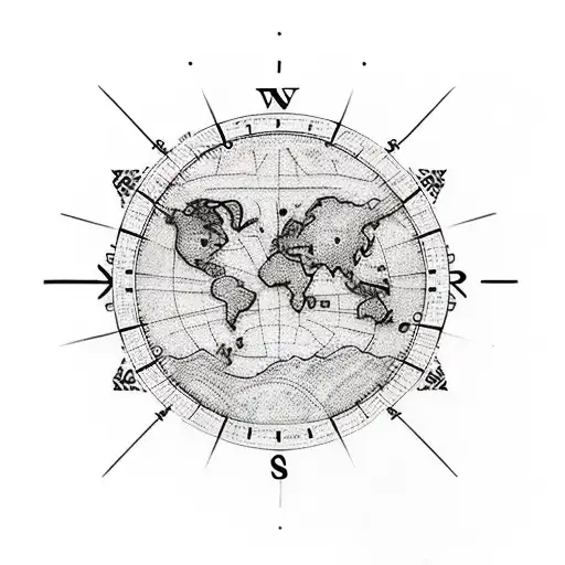 Creating a tattoo design that combines a compass, a world map, mountains, and a snowboard requires a balance of elements tattoo design idea