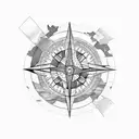 Creating a tattoo design that combines a compass, a world map, mountains, and a snowboard requires a balance of elements tattoo design idea