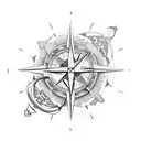 Creating a tattoo design that combines a compass, a world map, mountains, and a snowboard requires a balance of elements tattoo design idea