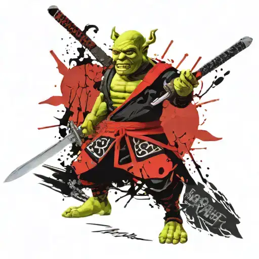 shrek samurai sword tattoo design idea