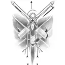generate me a tattoo of 3 arrows. the two outer darts are made with stone tips and bird feathers and tattoo design idea