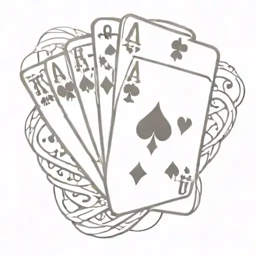 A minimalist design of a royal flush hand in a poker game tattoo design idea