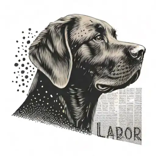 A love letter written in the shape of a labrador's silhouette tattoo design idea