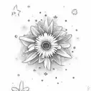 blueberry and daisy and star tattoo design idea