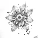 blueberry and daisy and star tattoo design idea