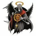 grim reaper as an angle with wings and a halo  tattoo design idea