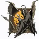 grim reaper as an angle with wings and a halo  tattoo design idea