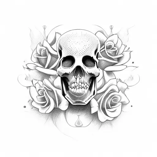 calavera con rosas con el nombre samuel tattoo design idea