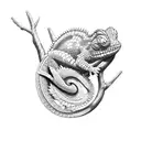 chameleon climbing a branch tattoo design idea