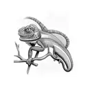 chameleon climbing a branch tattoo design idea