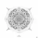 An intricate mandala design incorporating elements of Pink Floyd's album covers and Van Gogh's swirling brushstrokes, with hidden deer antlers throughout the pattern tattoo design idea