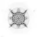 An intricate mandala design incorporating elements of Pink Floyd's album covers and Van Gogh's swirling brushstrokes, with hidden deer antlers throughout the pattern tattoo design idea