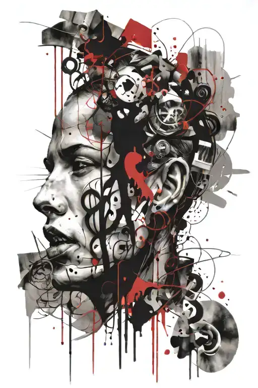 emotion faces on wall darkness fool you tattoo design idea