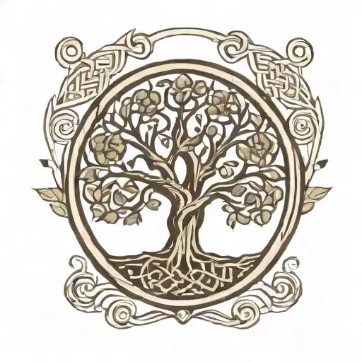 minimalist Celtic tree of life tattoo design idea