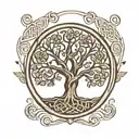 minimalist Celtic tree of life tattoo design idea