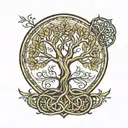 minimalist Celtic tree of life tattoo design idea