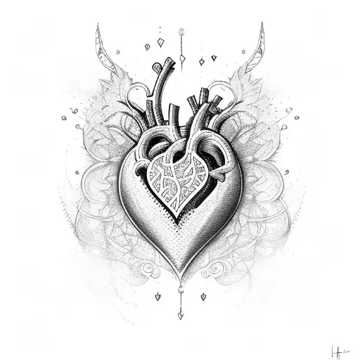 heart fire tattoo design idea
