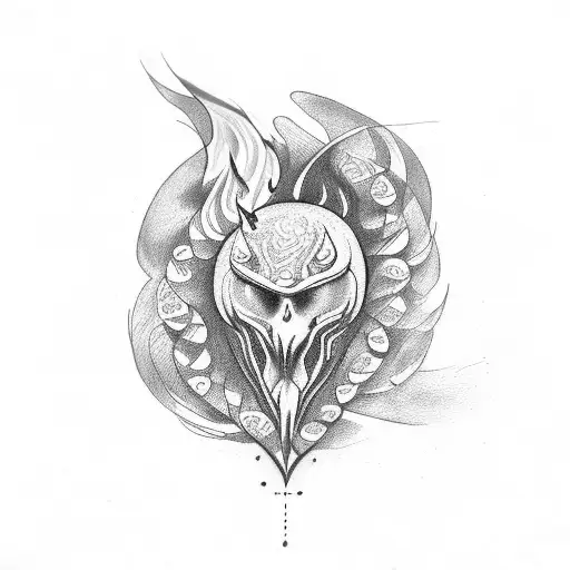 fire heart tattoo design idea